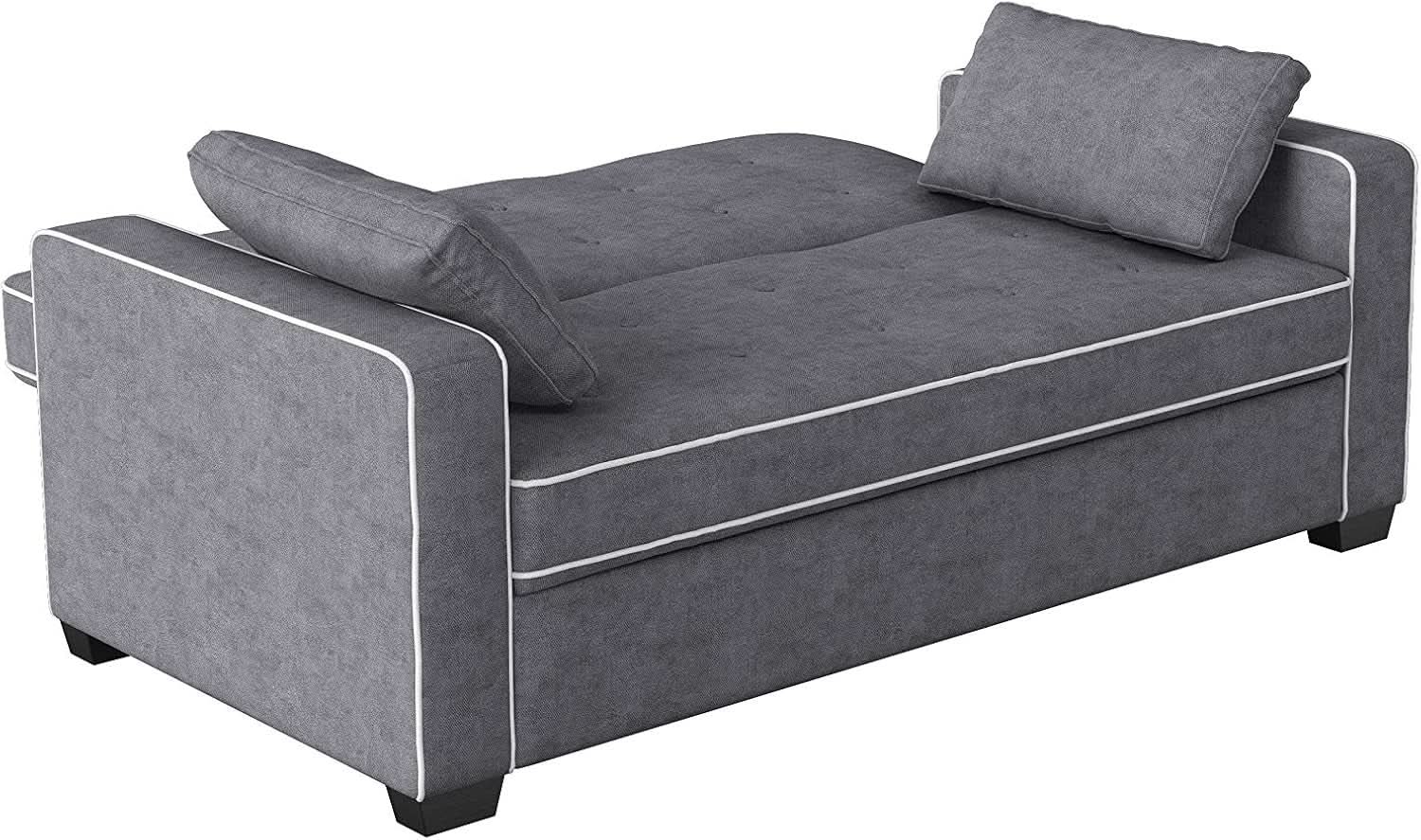 Ainsley Loveseat With Pull Out Sleeper Microfiber Charcoal