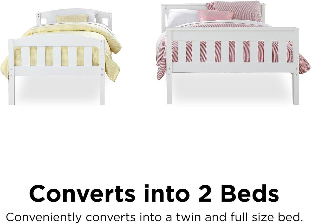 Airlie Twin Over Full Bunk Bed In White Wood Converts To Twin And Full