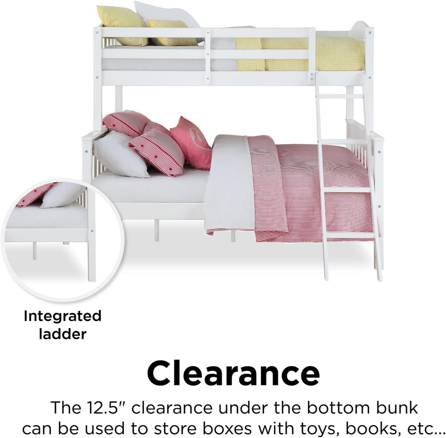 Airlie Twin Over Full Bunk Bed In White Wood Converts To Twin And Full