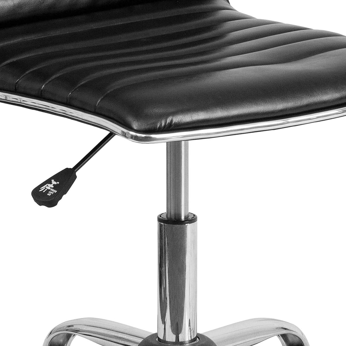 Alan Low Back Armless Black Ribbed Office Swivel Task Chair