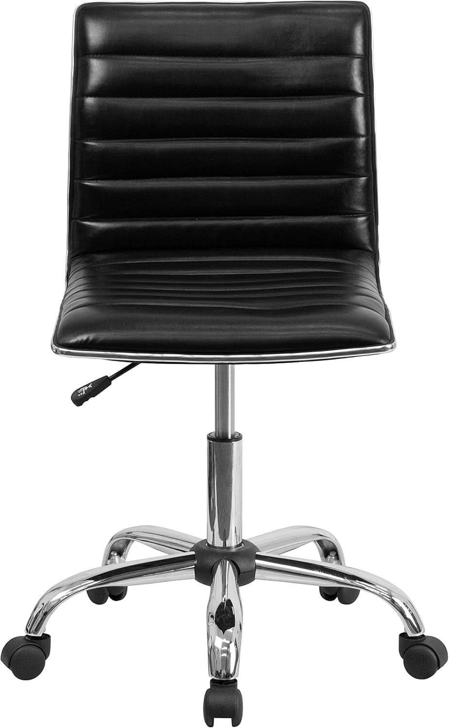 Alan Low Back Armless Black Ribbed Office Swivel Task Chair