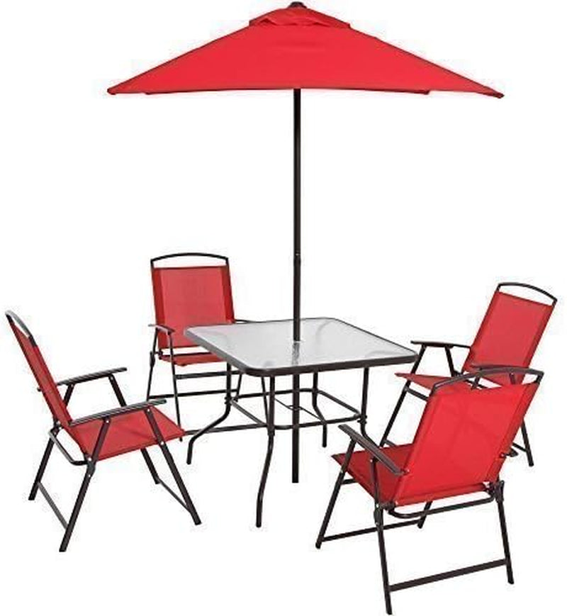 Albany Lane 6-Piece Folding Outdoor Dining Set Red