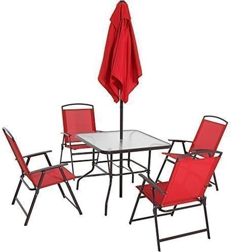 Albany Lane 6-Piece Folding Outdoor Dining Set Red