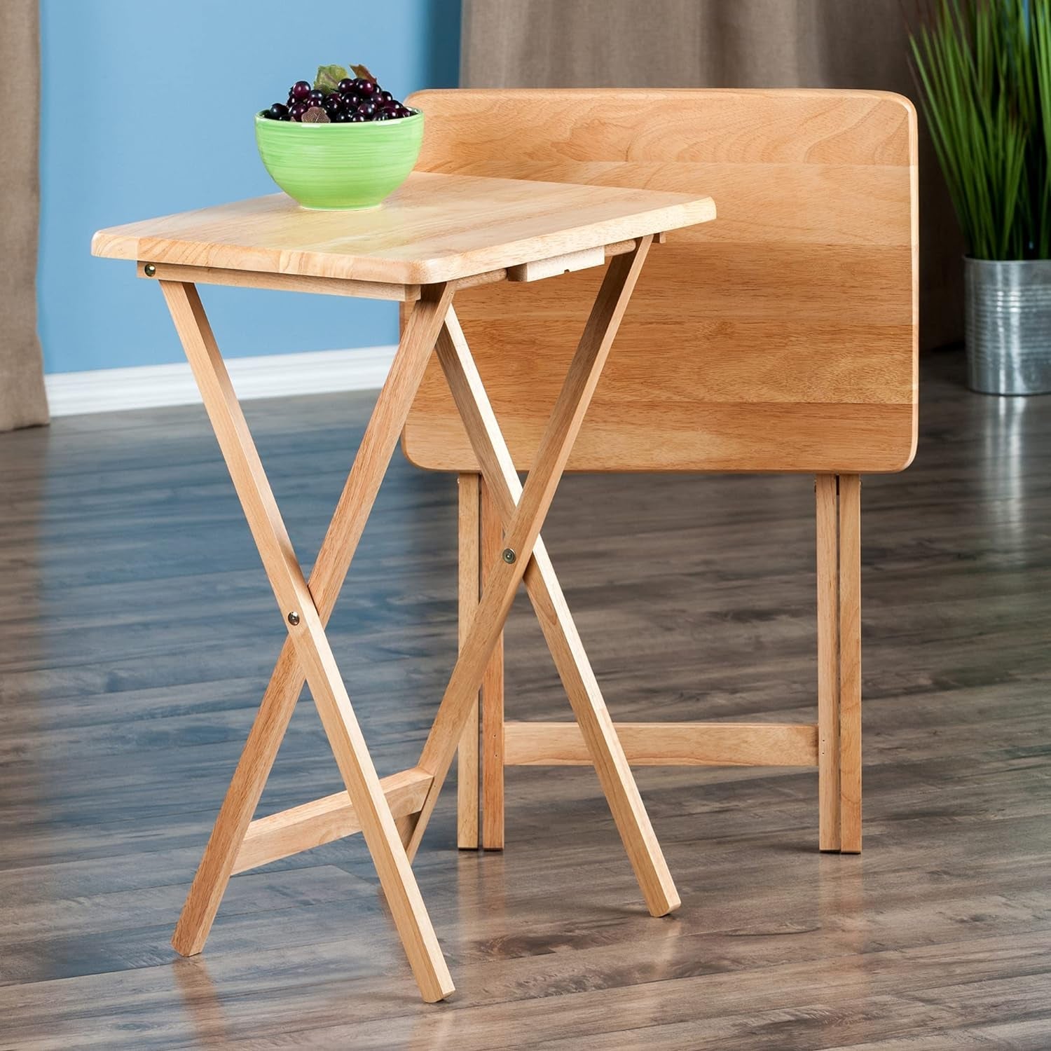 Alex 2-Pc Natural Solid Wood TV Table Set For Living Room