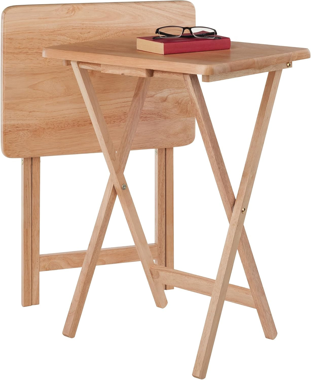 Alex 2-Pc Natural Solid Wood TV Table Set For Living Room