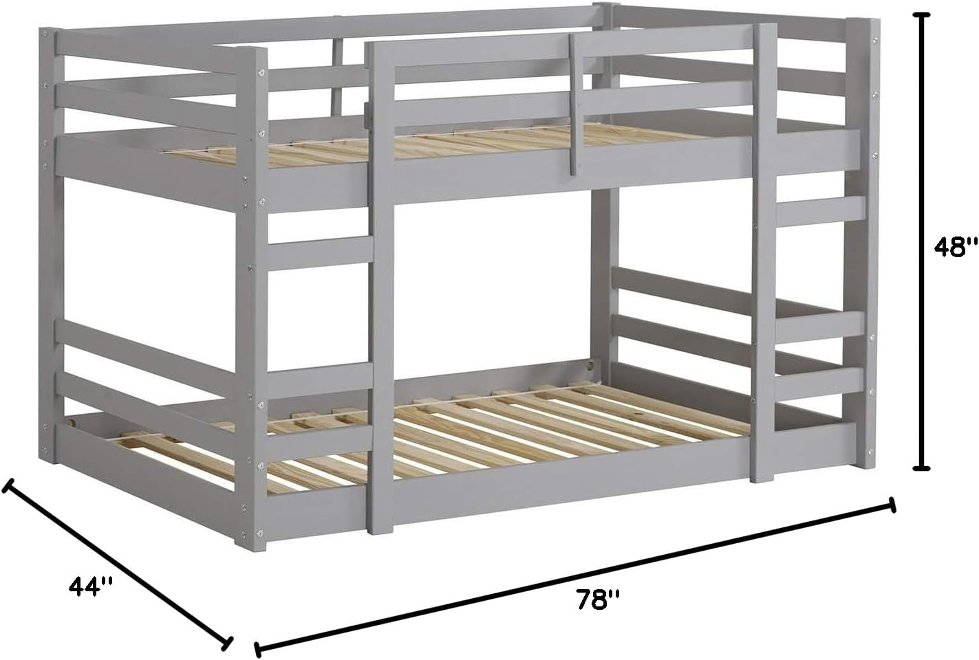 Alexander Classic Solid Wood Stackable Twin Over Twin Bunk Bed Grey