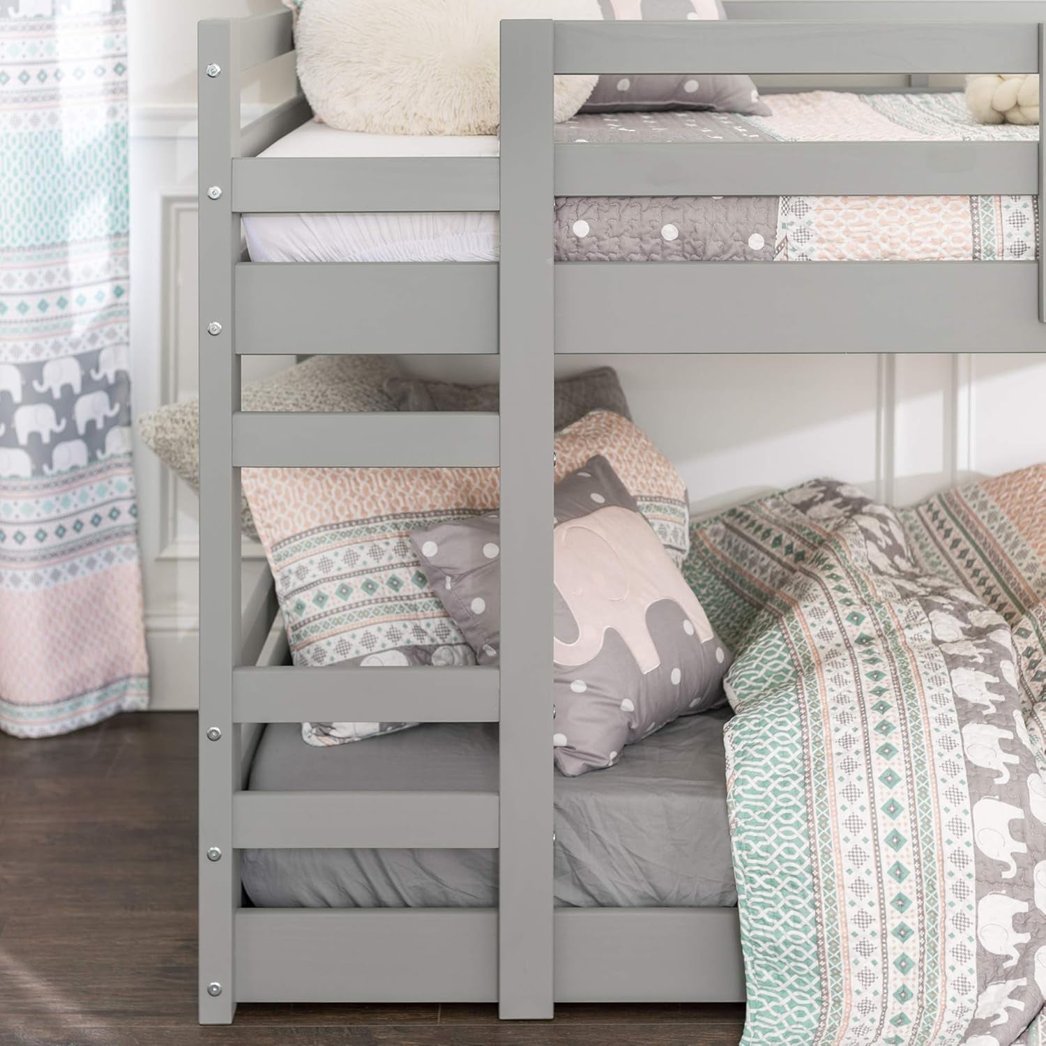 Alexander Classic Solid Wood Stackable Twin Over Twin Bunk Bed Grey