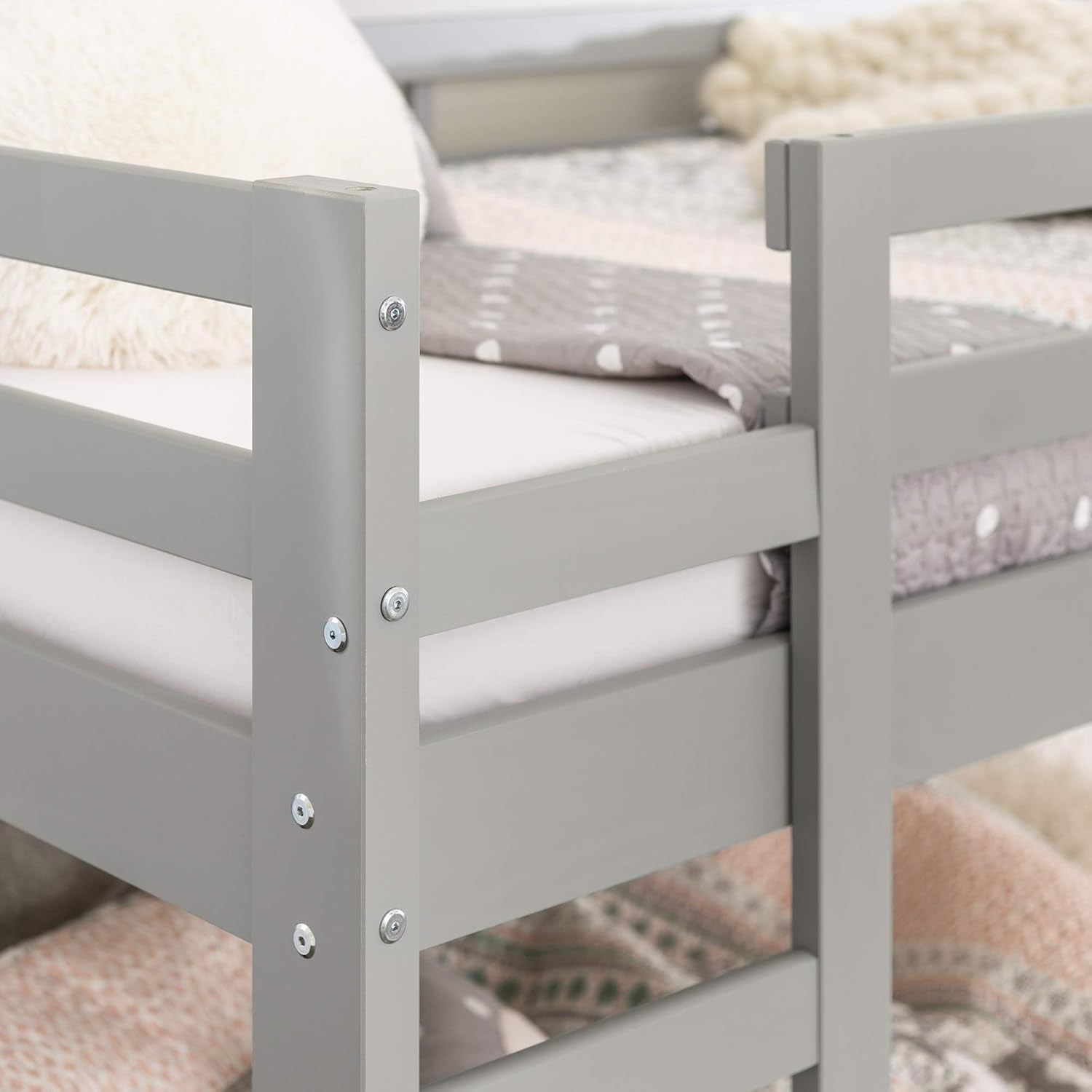 Alexander Classic Solid Wood Stackable Twin Over Twin Bunk Bed Grey