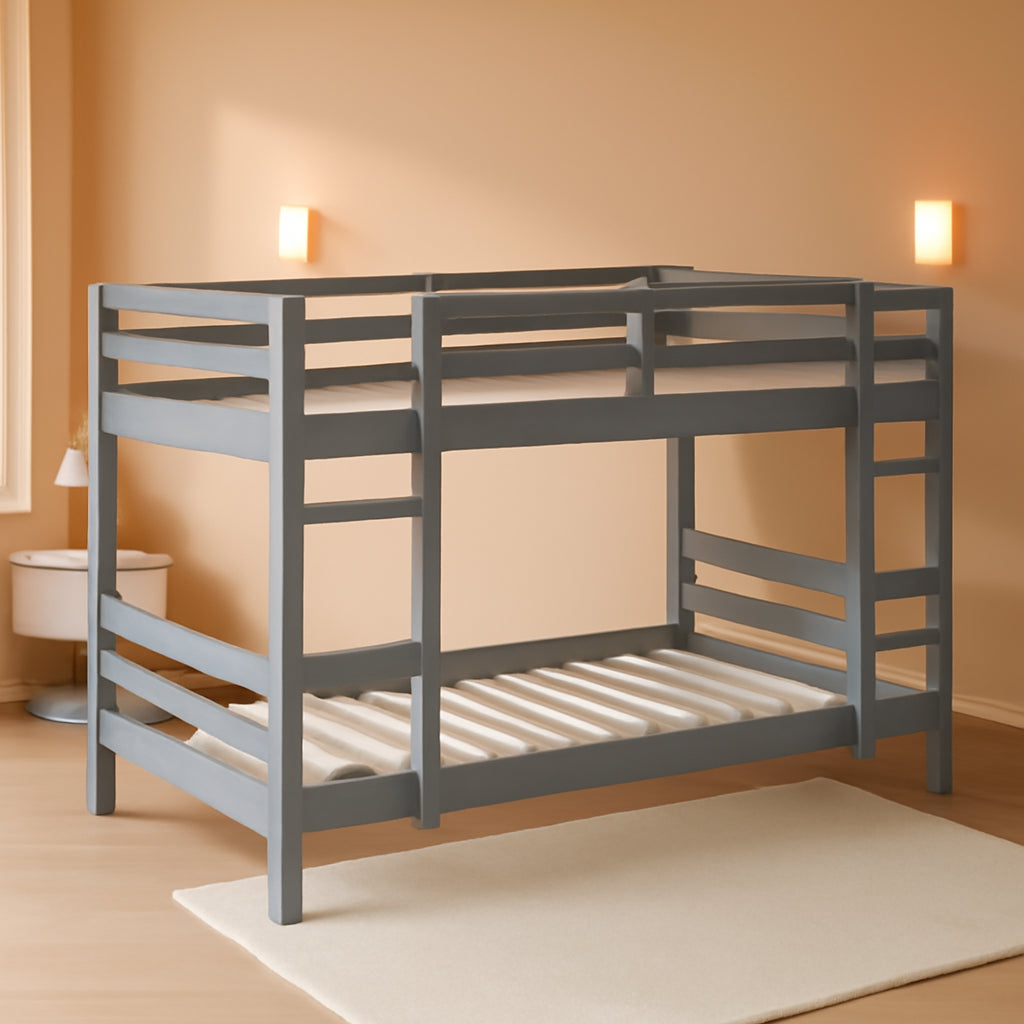Alexander Classic Solid Wood Stackable Twin Over Twin Bunk Bed Grey