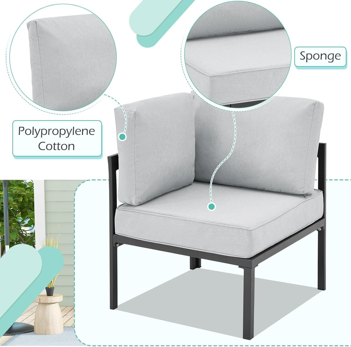 All Weather Aluminum Frame 7 Piece Outdoor Patio Set Grey