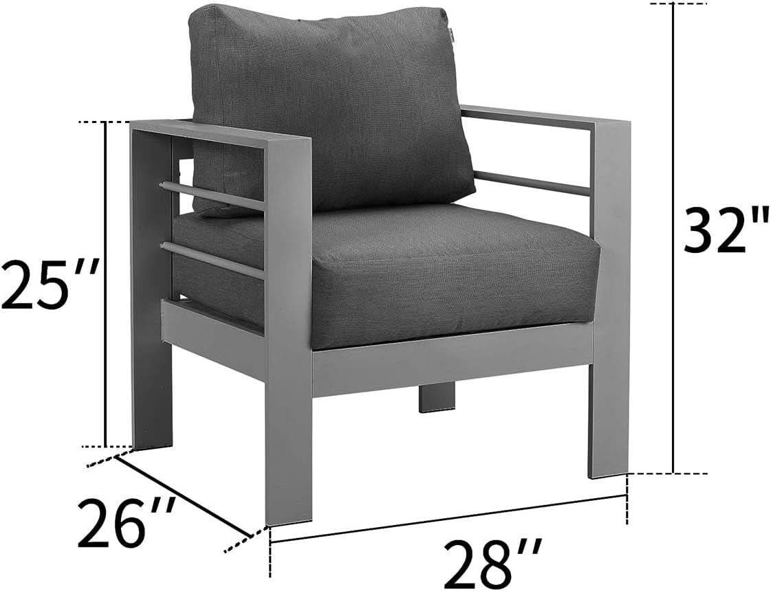 All-Weather Outdoor Metal Armchair Set with Cushions