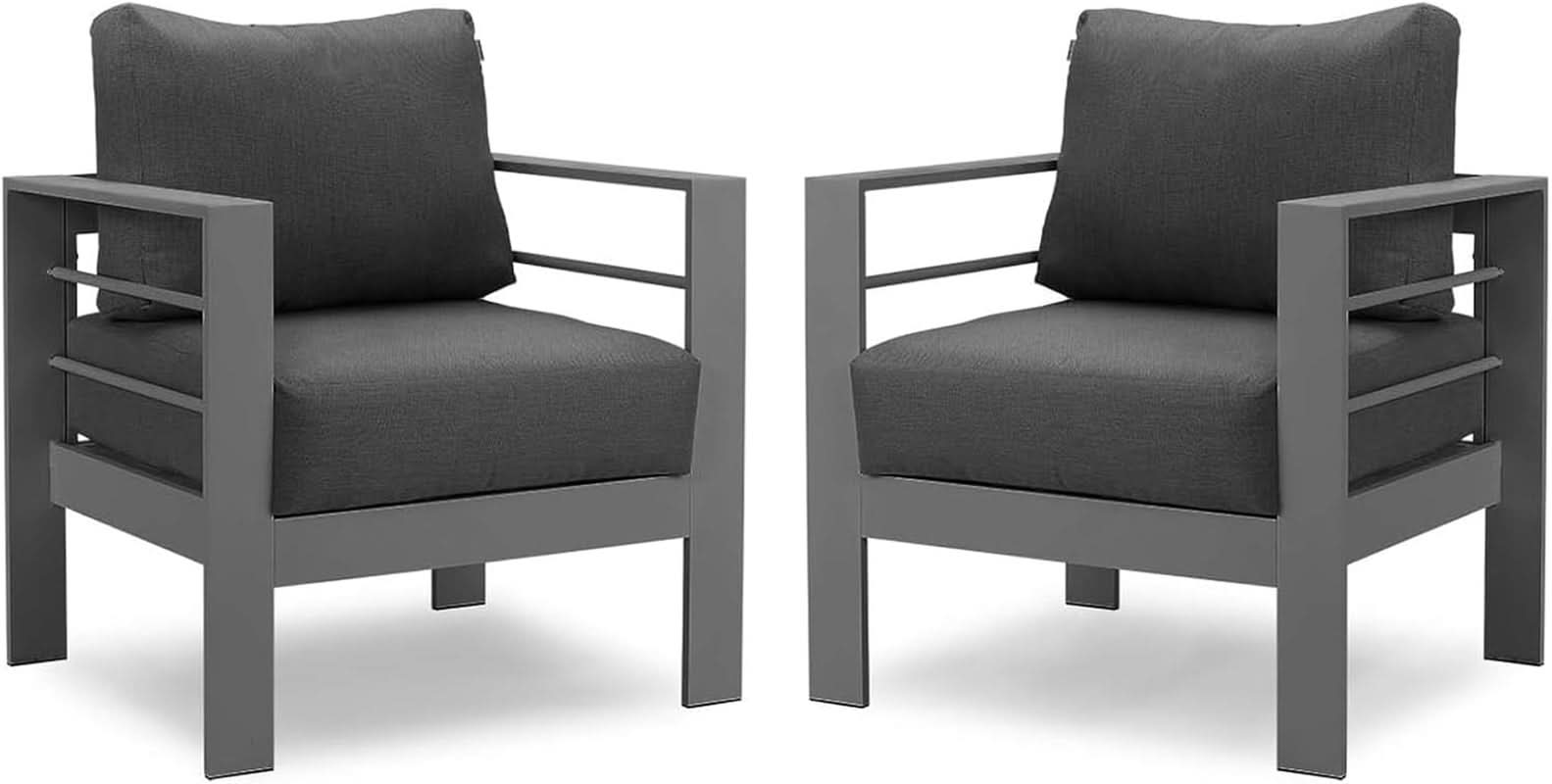 All-Weather Outdoor Metal Armchair Set with Cushions