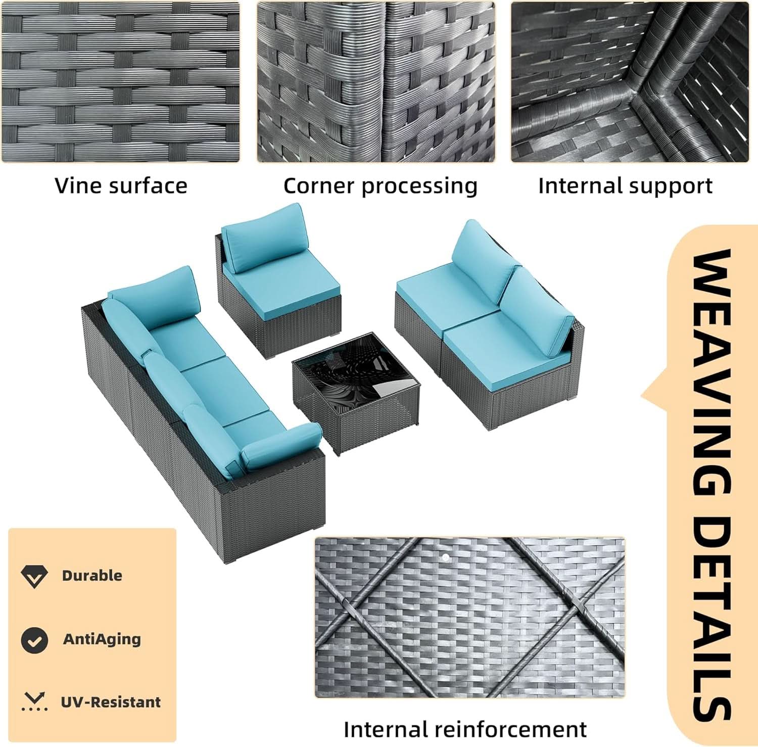 All-Weather Outdoor Sectional Sofa Set for Patios