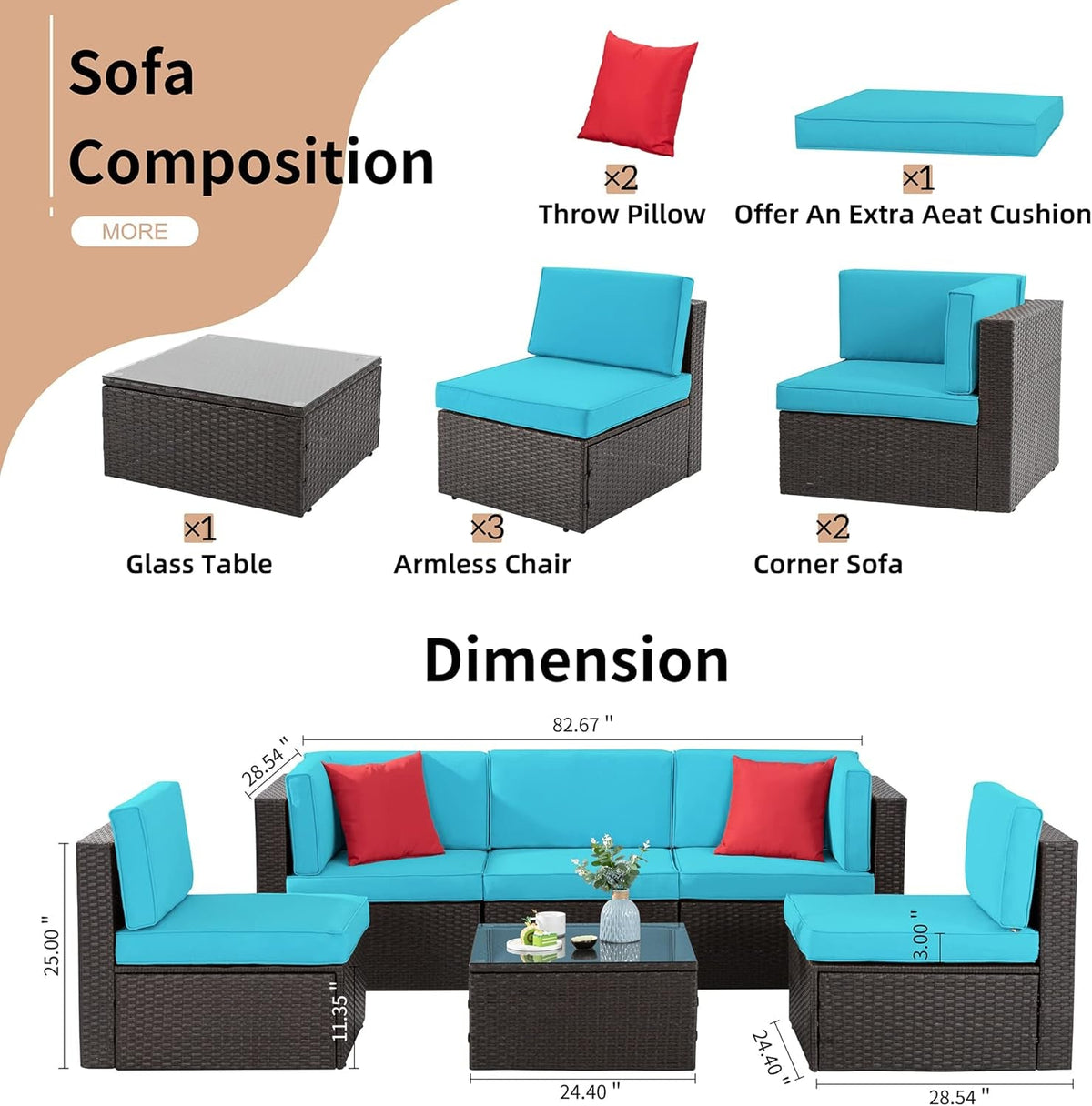 All-Weather Outdoor Sectional Sofa Set with Cushions