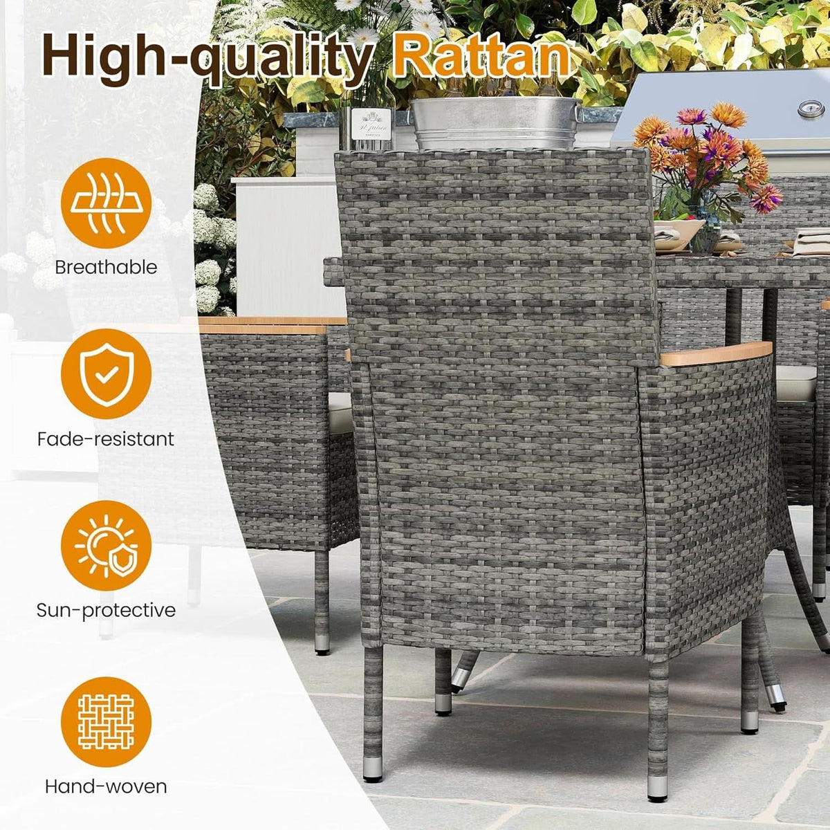 All Weather Rattan Patio Dining Set for Four