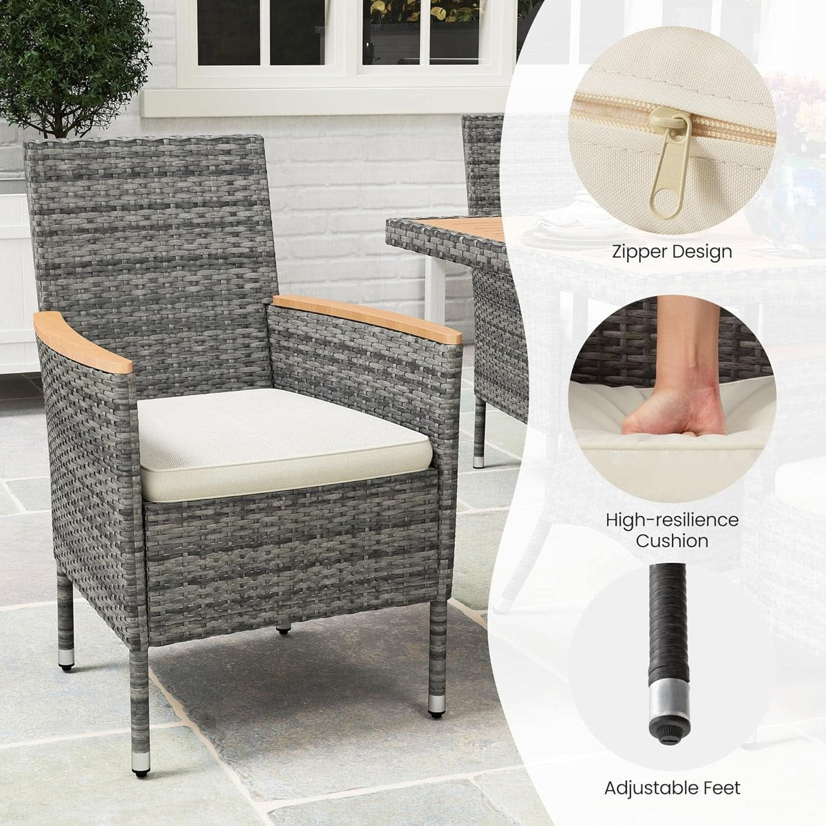 All Weather Rattan Patio Dining Set for Four