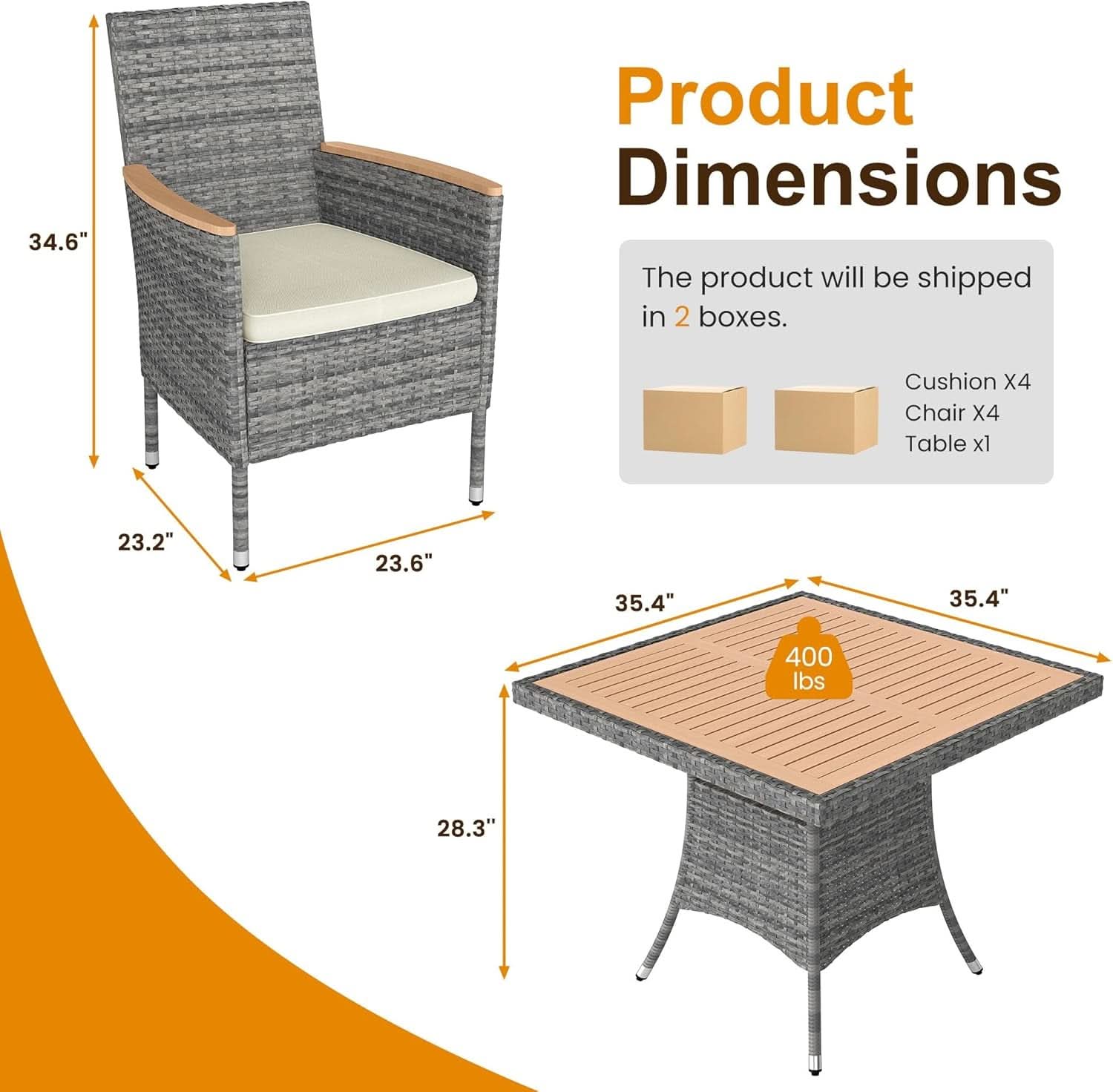 All Weather Rattan Patio Dining Set for Four