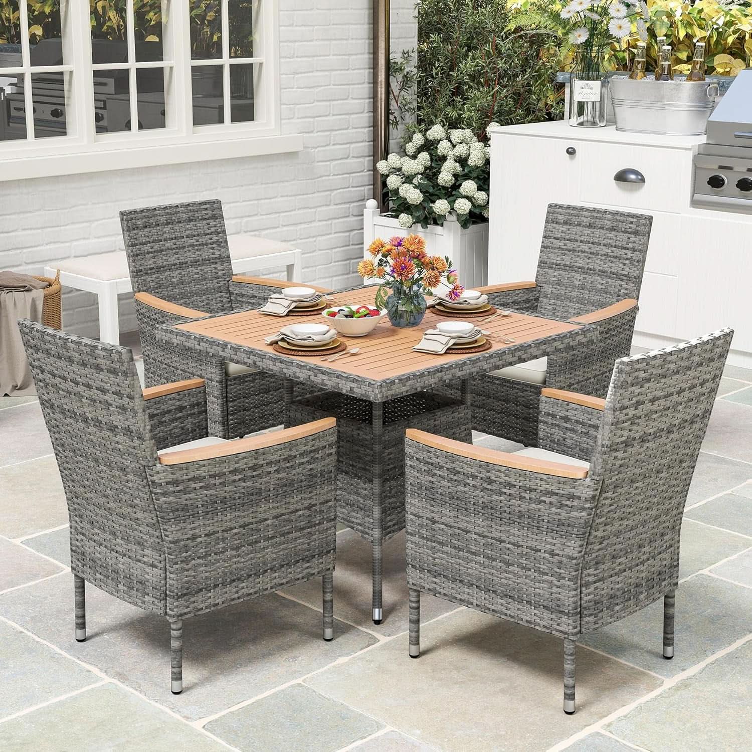 All Weather Rattan Patio Dining Set for Four