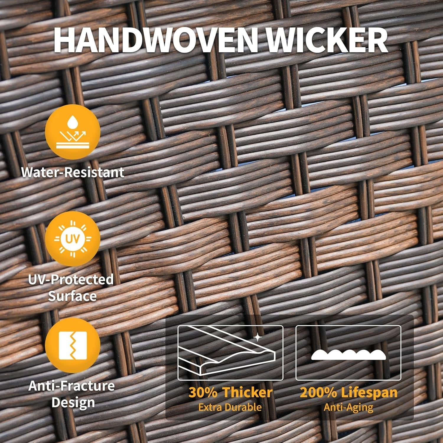 All-Weather Wicker Outdoor Patio Furniture Set With Swivel Rockers