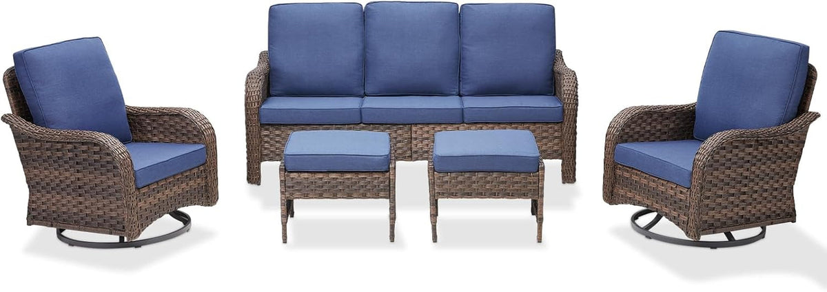 All-Weather Wicker Outdoor Patio Furniture Set With Swivel Rockers
