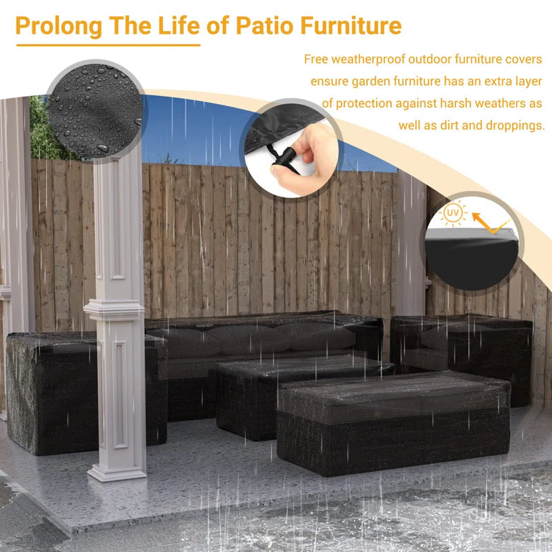 All Weather Wicker Outdoor Patio Lounge Sofa Set Storage