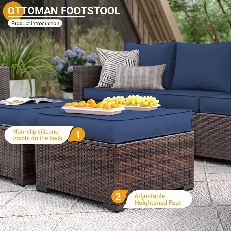 All Weather Wicker Outdoor Patio Lounge Sofa Set Storage