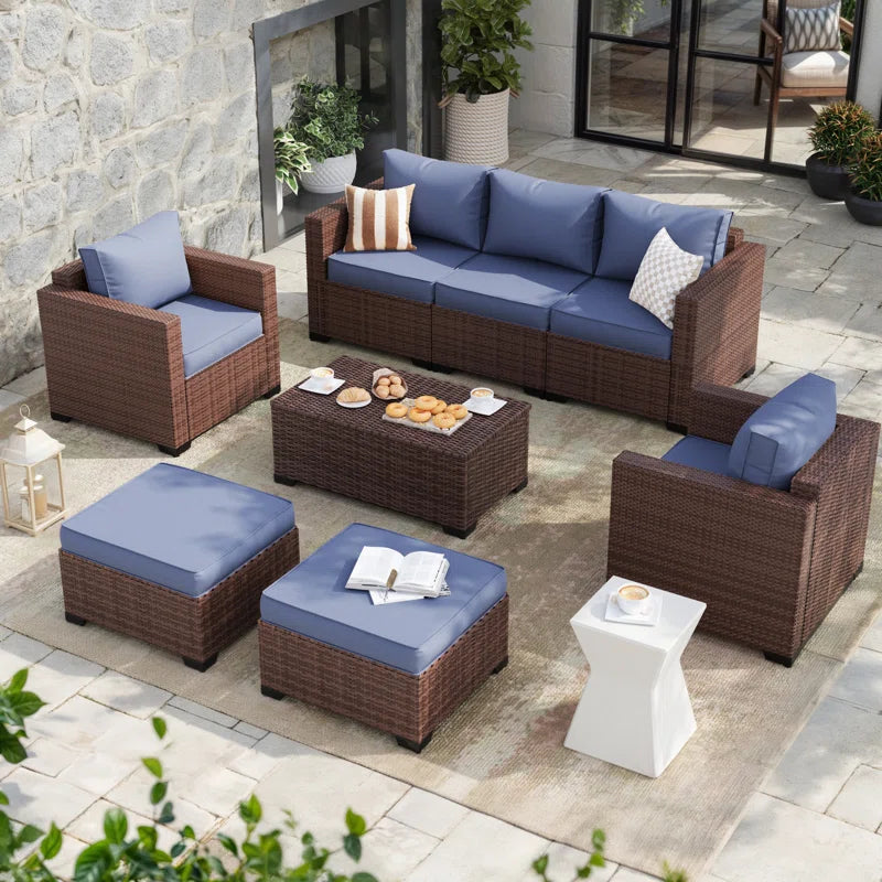 All Weather Wicker Outdoor Patio Lounge Sofa Set Storage
