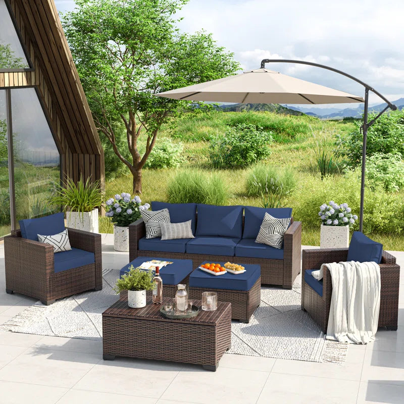 All Weather Wicker Outdoor Patio Lounge Sofa Set Storage
