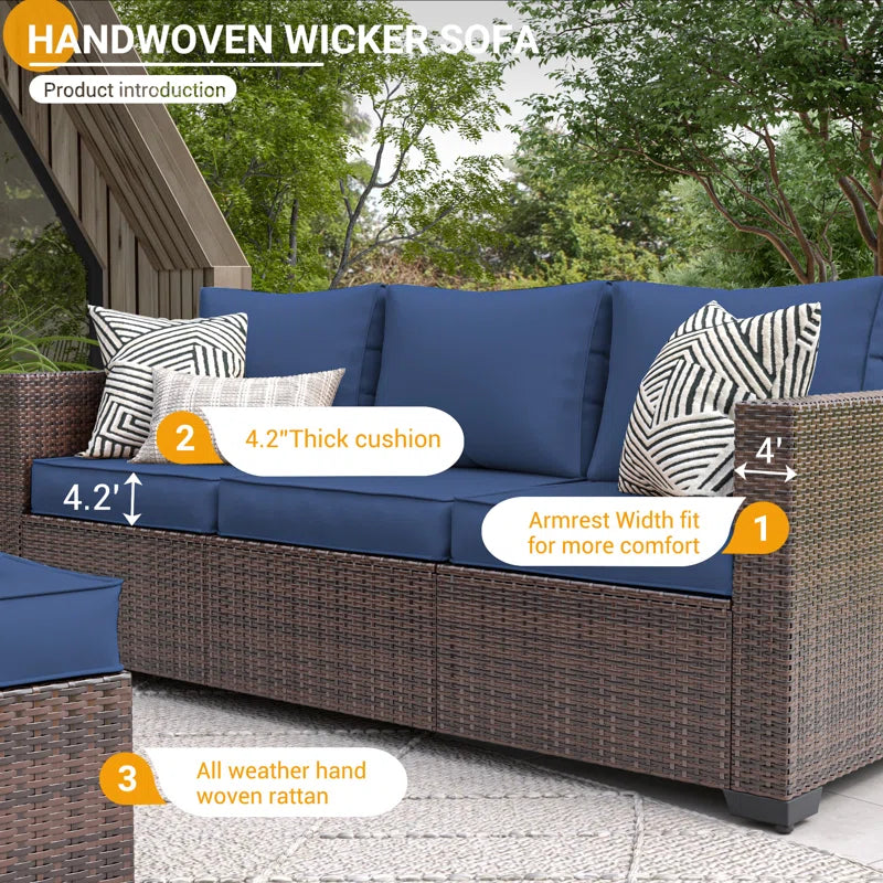 All Weather Wicker Outdoor Patio Lounge Sofa Set Storage