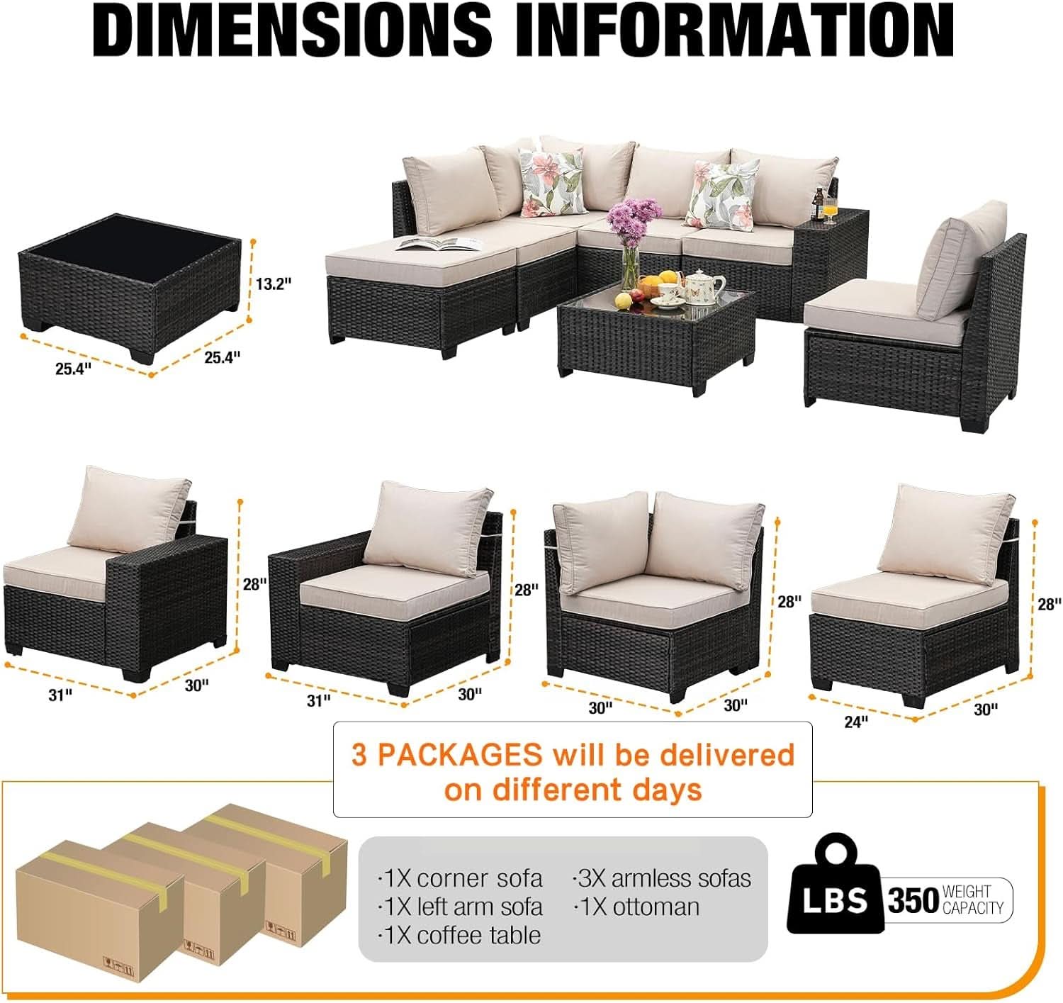All-Weather Wicker Outdoor Sectional Sofa Set with Cushions
