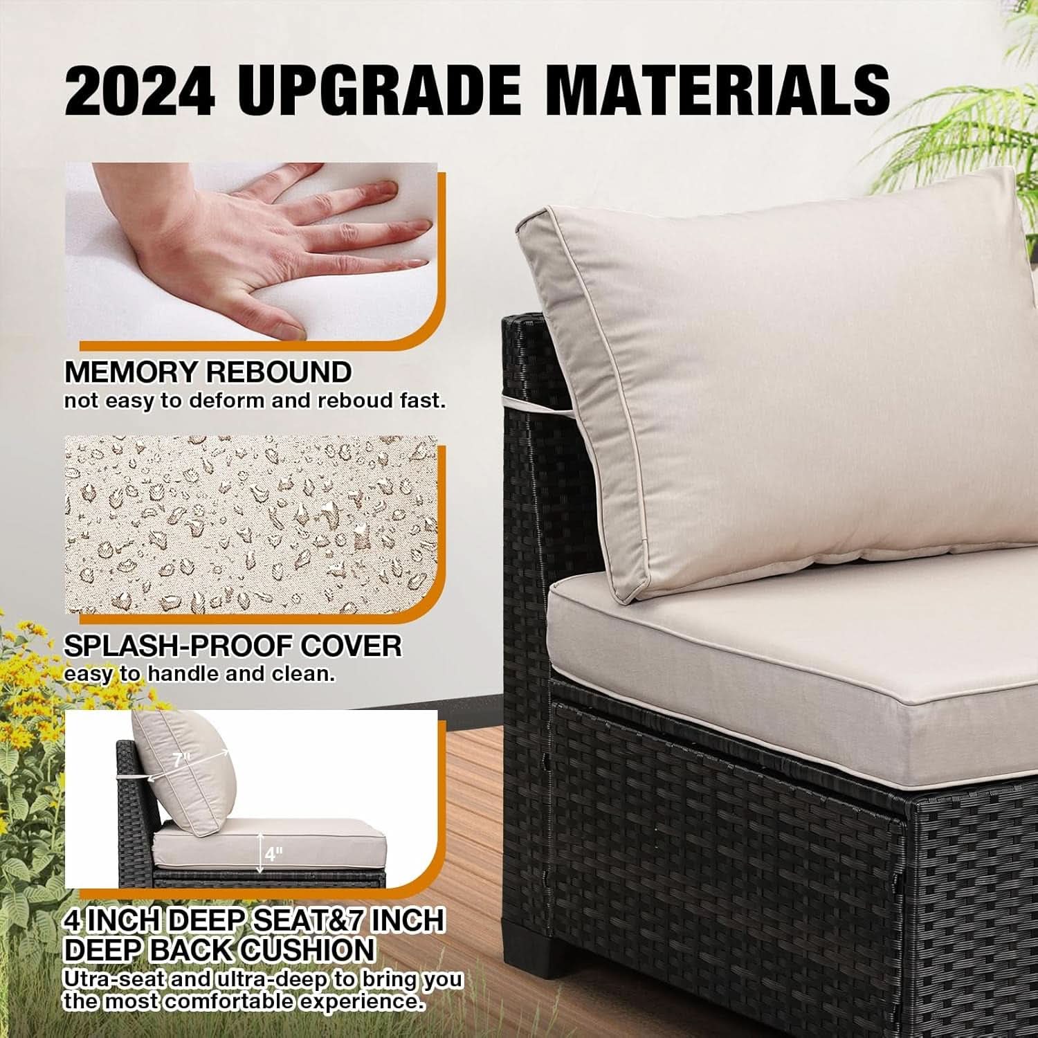 All-Weather Wicker Outdoor Sectional Sofa Set with Cushions
