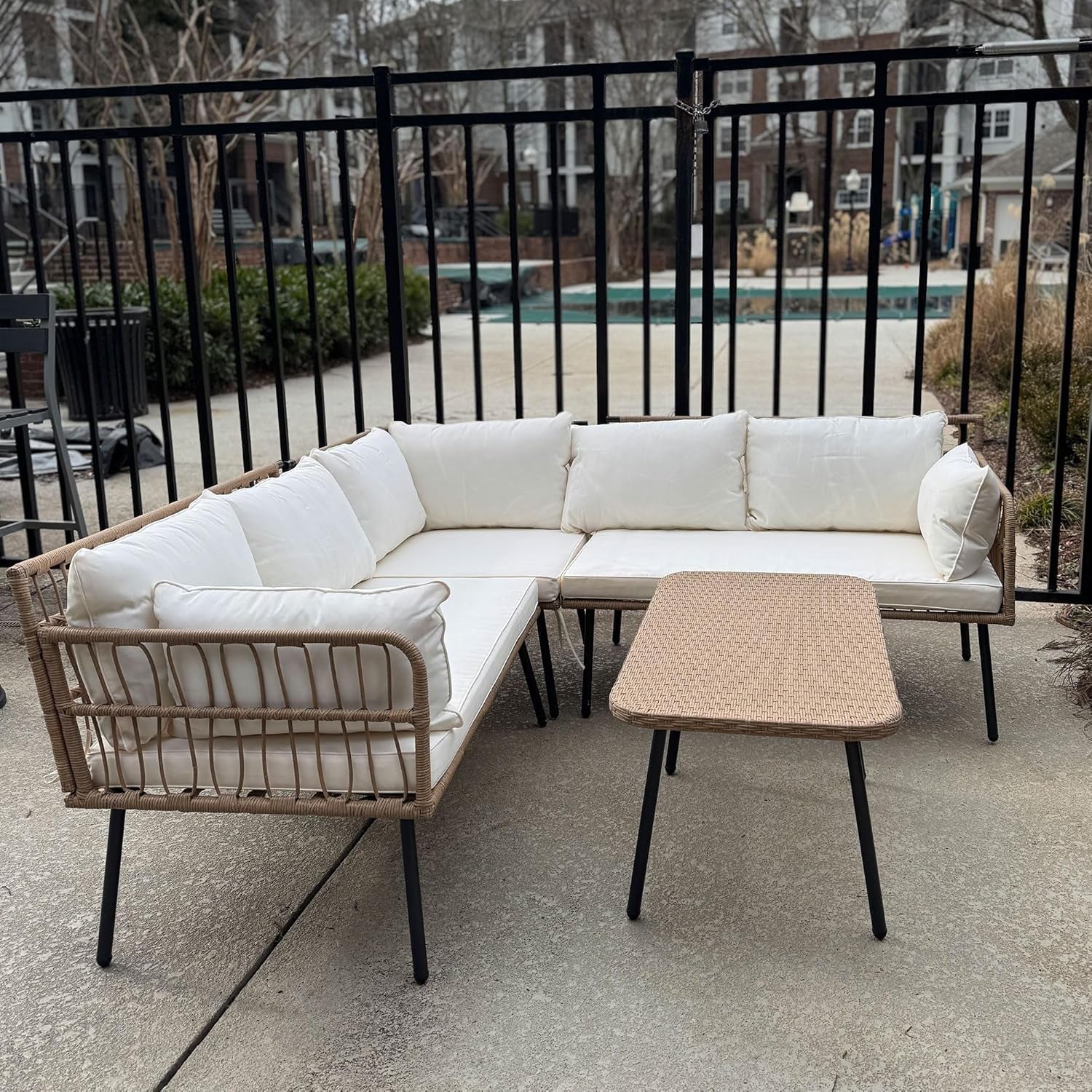 All Weather Wicker Patio Furniture Set with Cushions