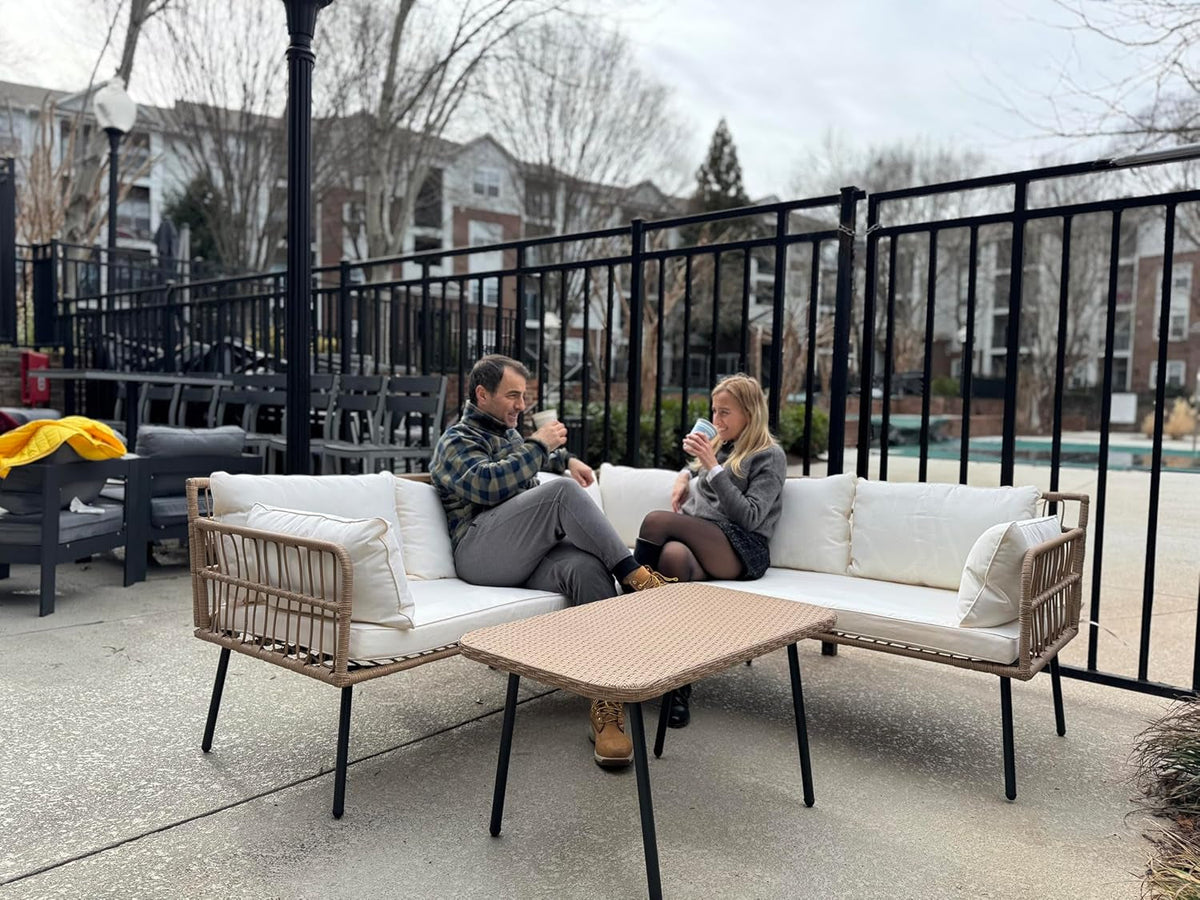 All Weather Wicker Patio Furniture Set with Cushions