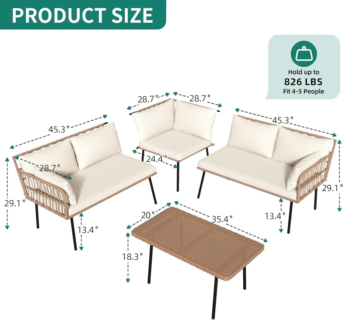 All Weather Wicker Patio Furniture Set with Cushions