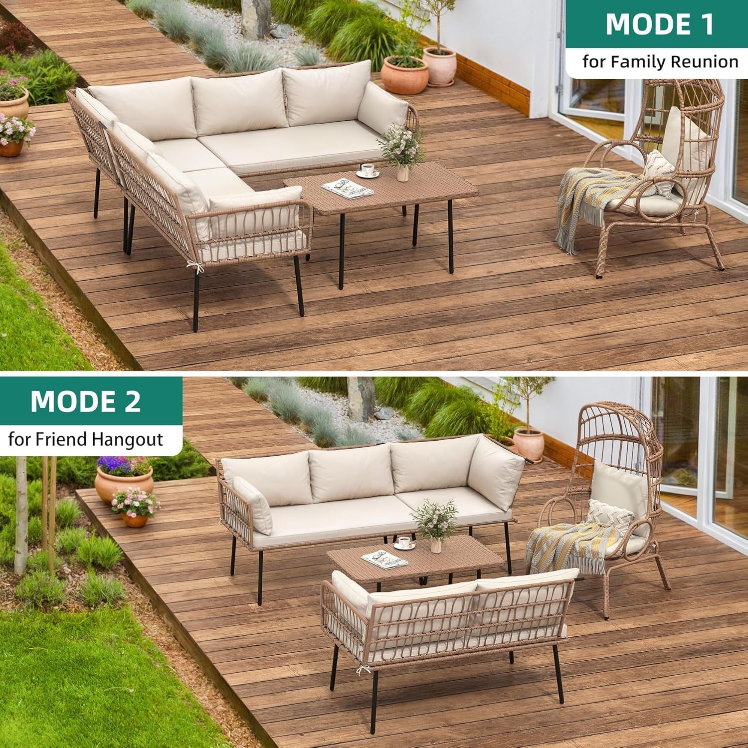 All Weather Wicker Patio Furniture Set with Cushions