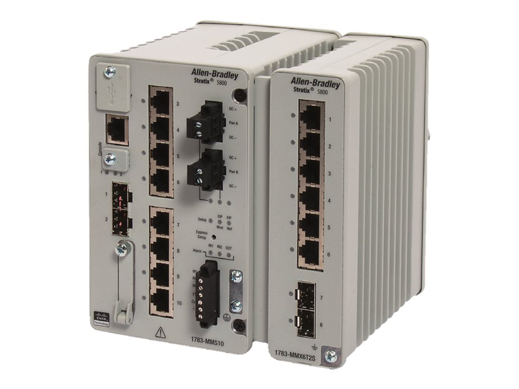 Allen-Bradley Stratix 5800 1783-MMS10ER - Switch - L3 - managed - 8 x 10/100/1000 (PoE+) + 2 x Gigabit SFP - DIN rail mountable