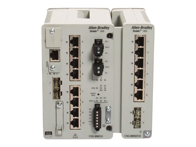 Allen-Bradley Stratix 5800 1783-MMS10ER - Switch - L3 - managed - 8 x 10/100/1000 (PoE+) + 2 x Gigabit SFP - DIN rail mountable