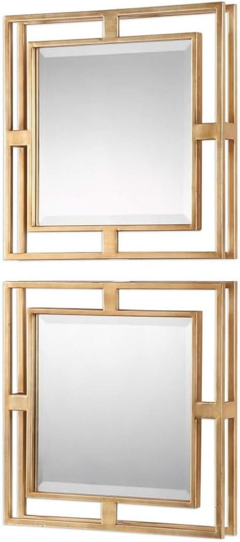 Allick 18 Inch Square Mirror Antiqued Gold Set Of 2