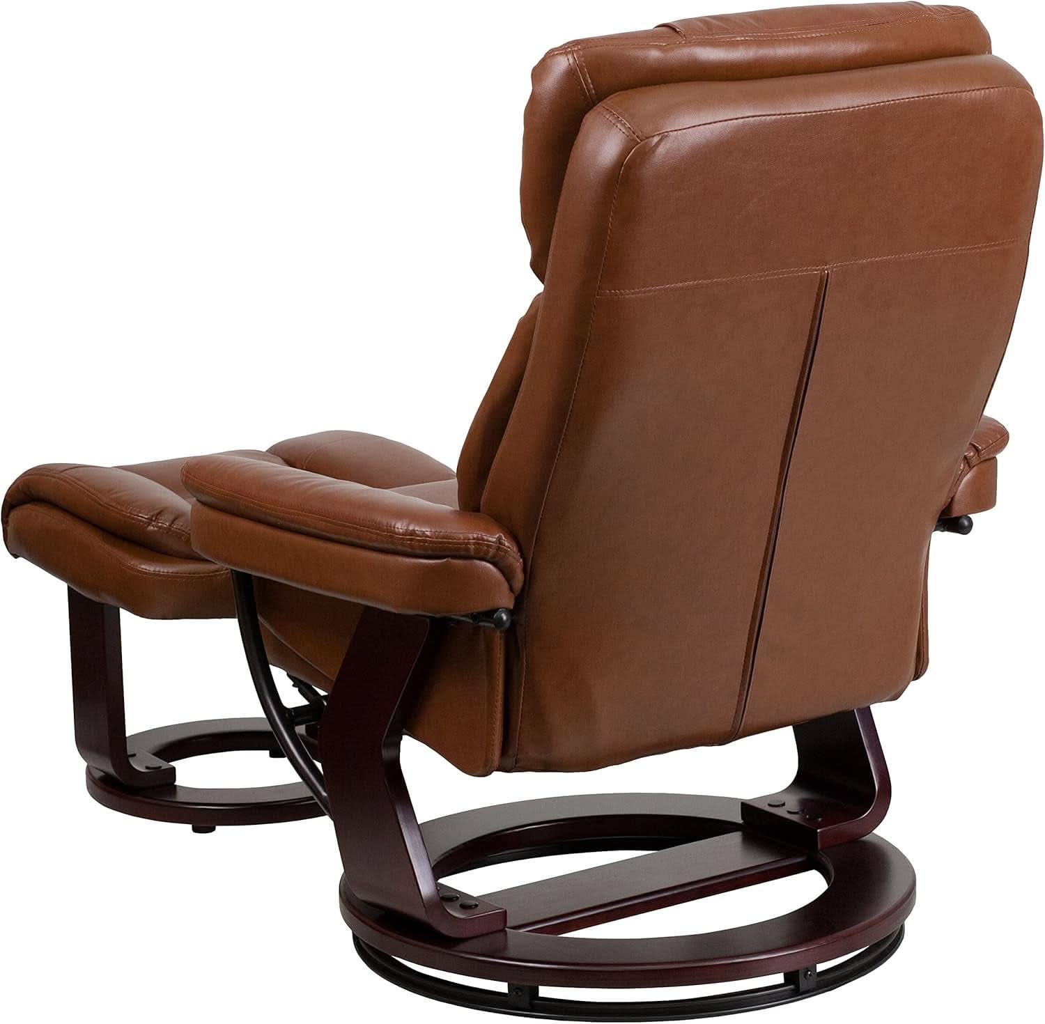 Allie Leathersoft Upholstered Recliner With Ottoman Brown