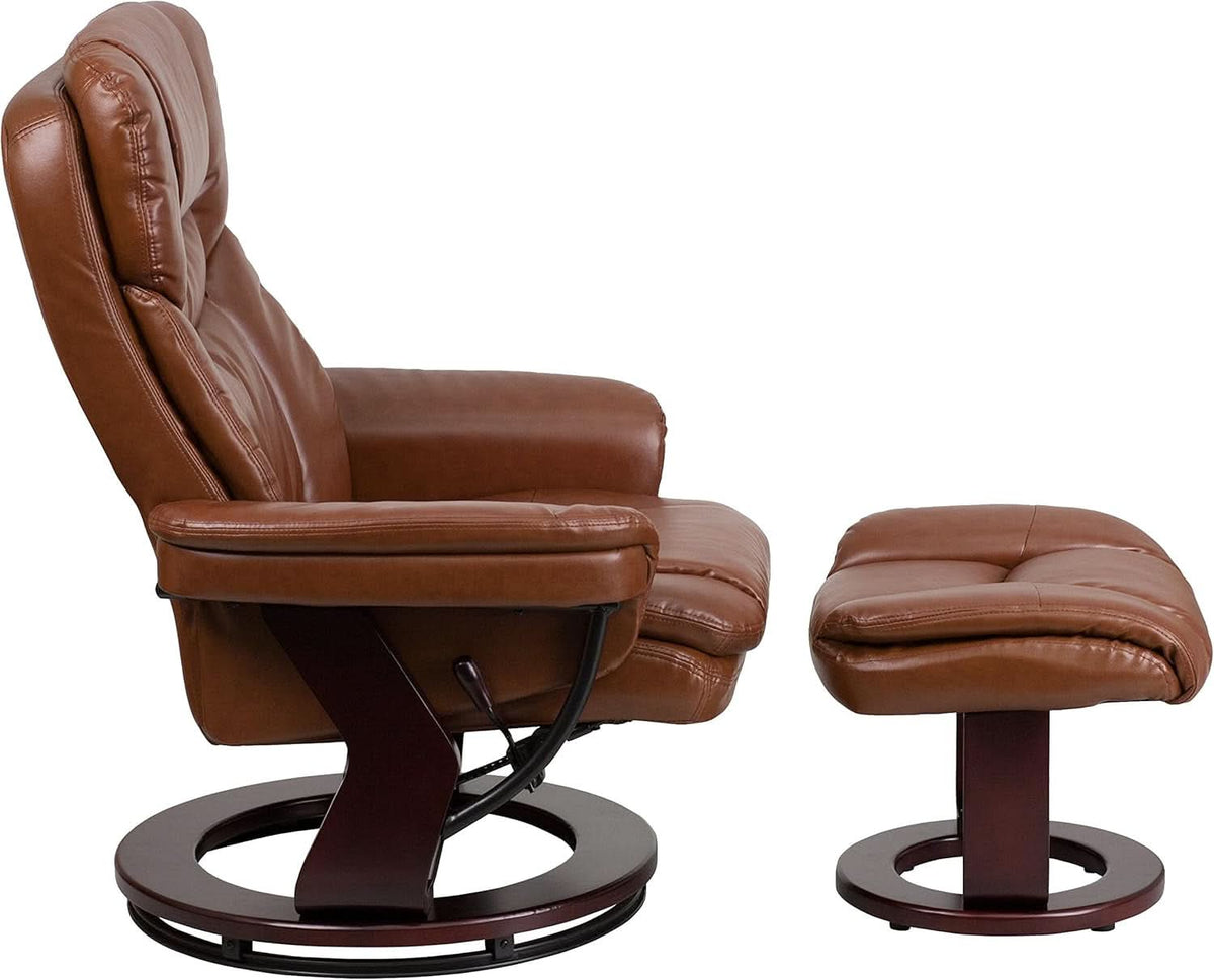 Allie Leathersoft Upholstered Recliner With Ottoman Brown