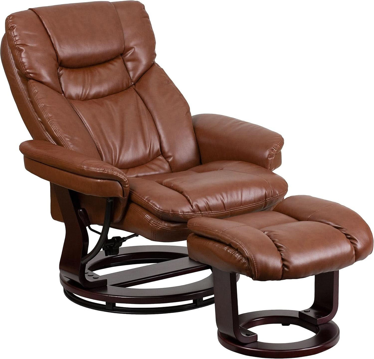Allie Leathersoft Upholstered Recliner With Ottoman Brown
