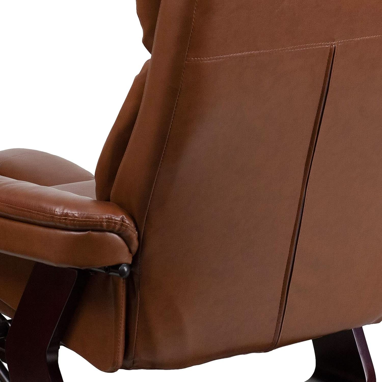 Allie Leathersoft Upholstered Recliner With Ottoman Brown