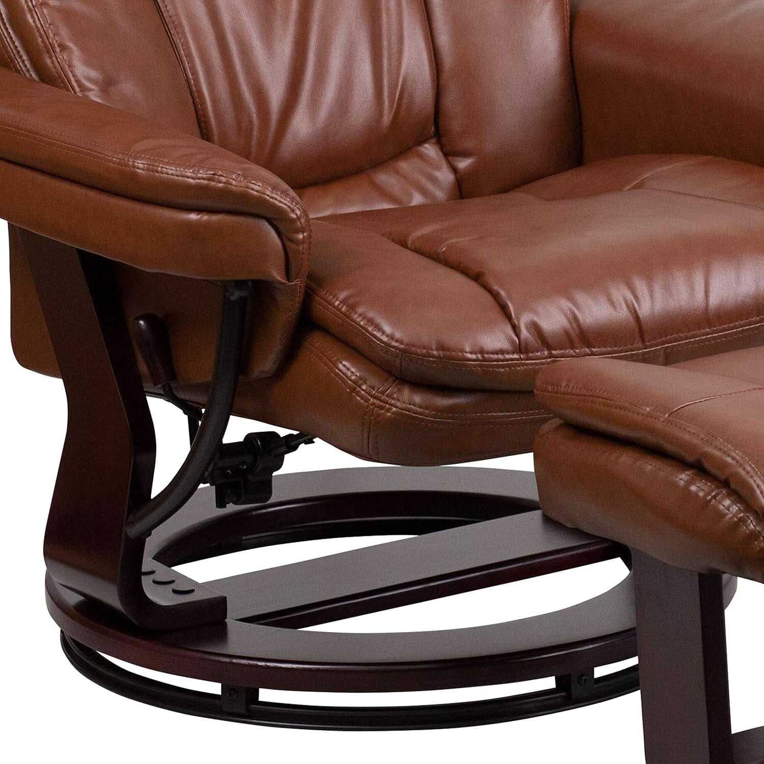 Allie Leathersoft Upholstered Recliner With Ottoman Brown
