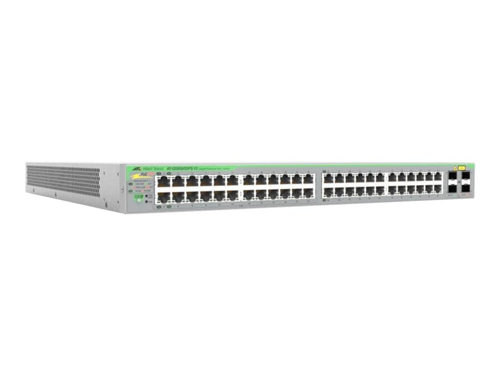 Allied Telesis AT GS950/52PS V2 - Switch - smart - 24 x 10/100/1000 (PoE+) + 24 x 10/100/1000 + 4 x 1000Base-X - side to side AT-GS950/52PS V2-10