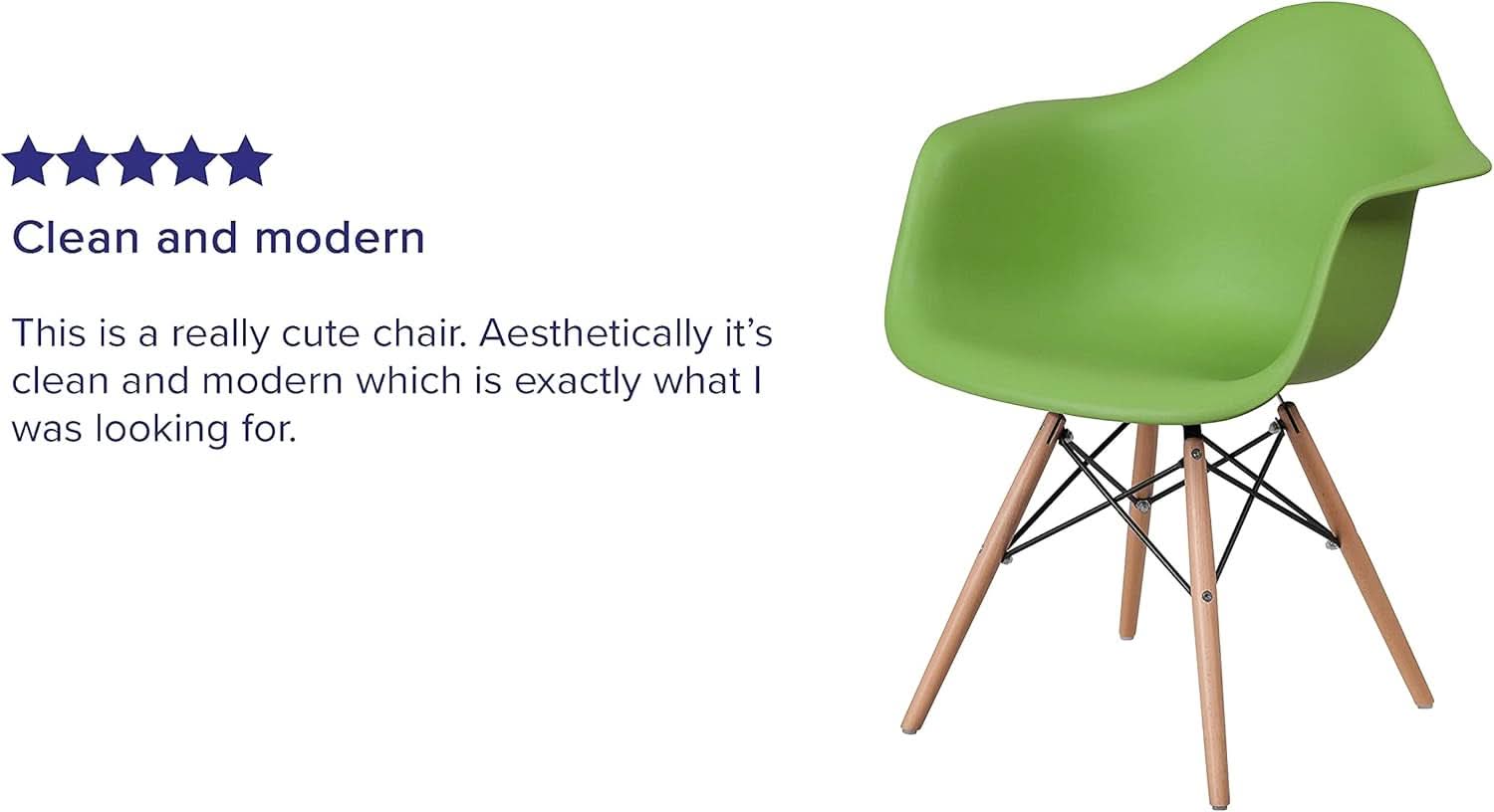 Alonza Green Plastic Chair With Wooden Legs For Dining Room