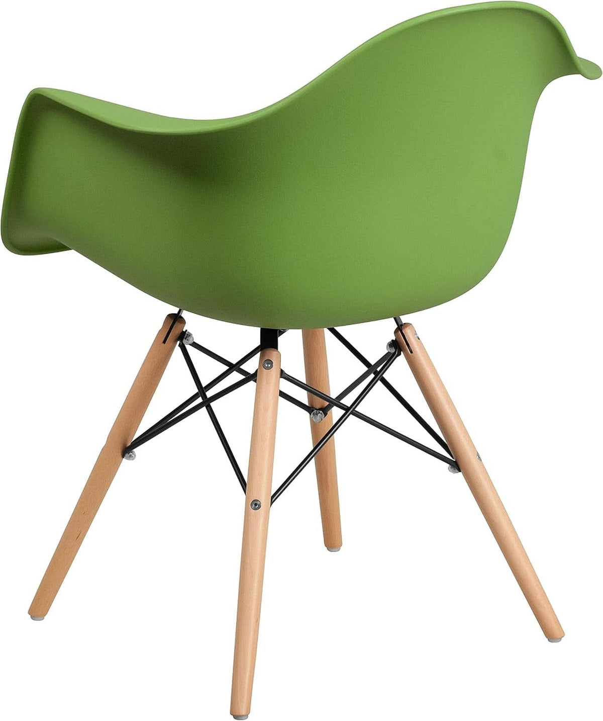 Alonza Green Plastic Chair With Wooden Legs For Dining Room