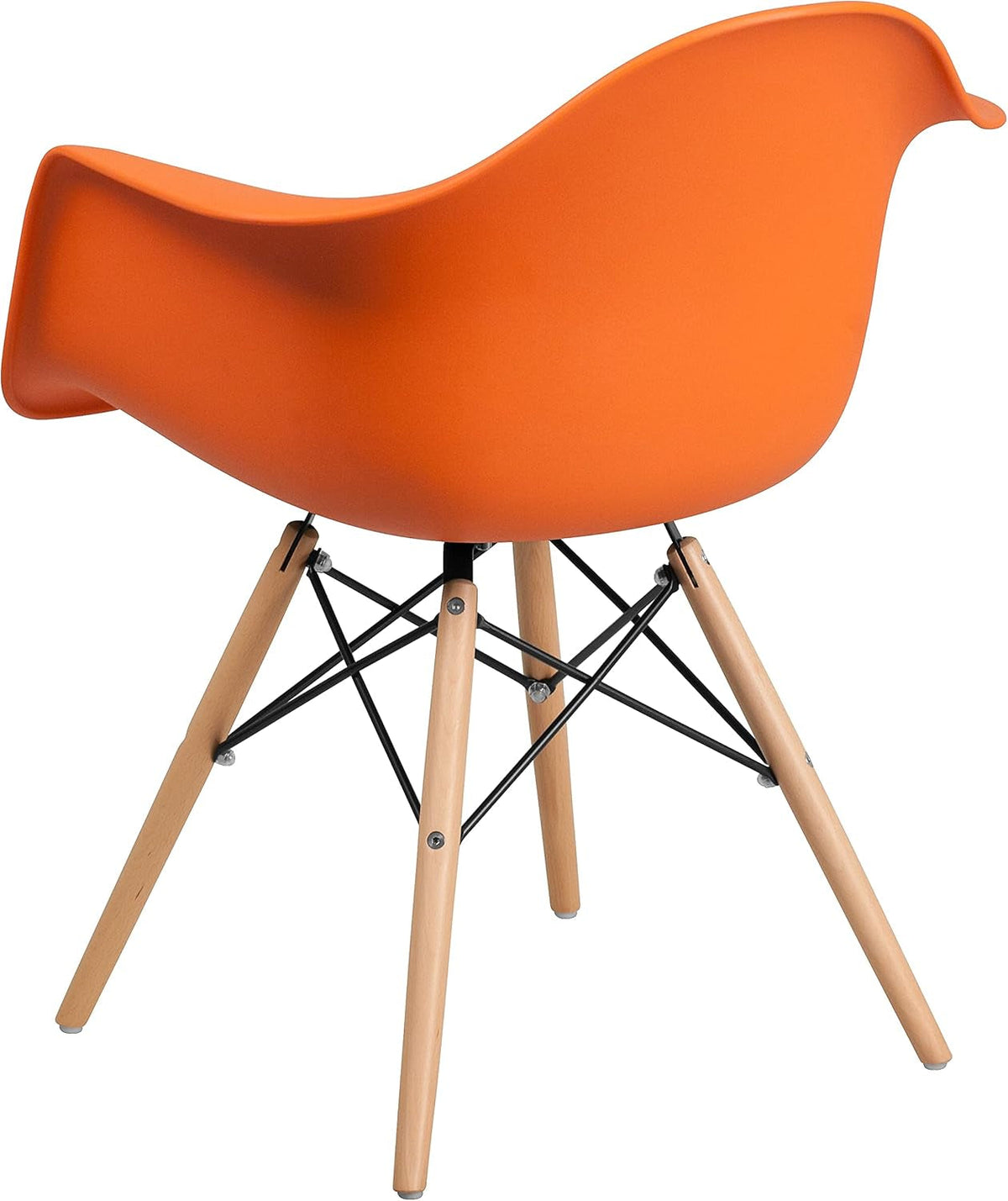 Alonza Orange Plastic Chair With Wooden Legs Waterfall