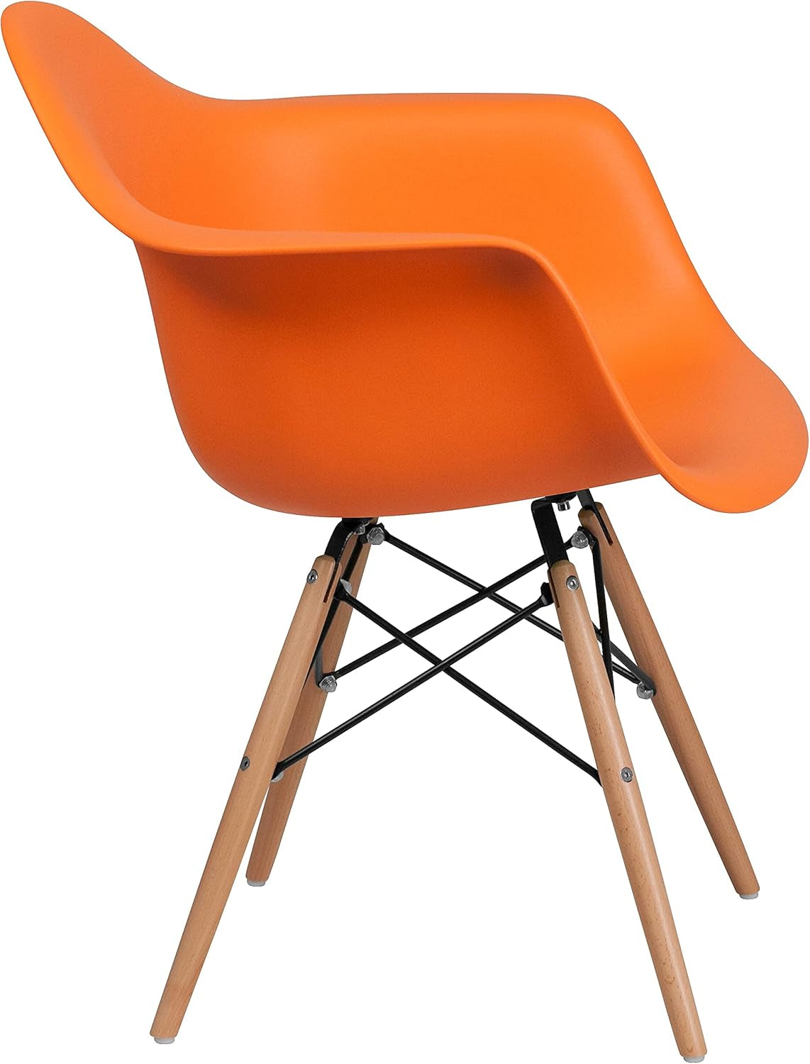 Alonza Orange Plastic Chair With Wooden Legs Waterfall
