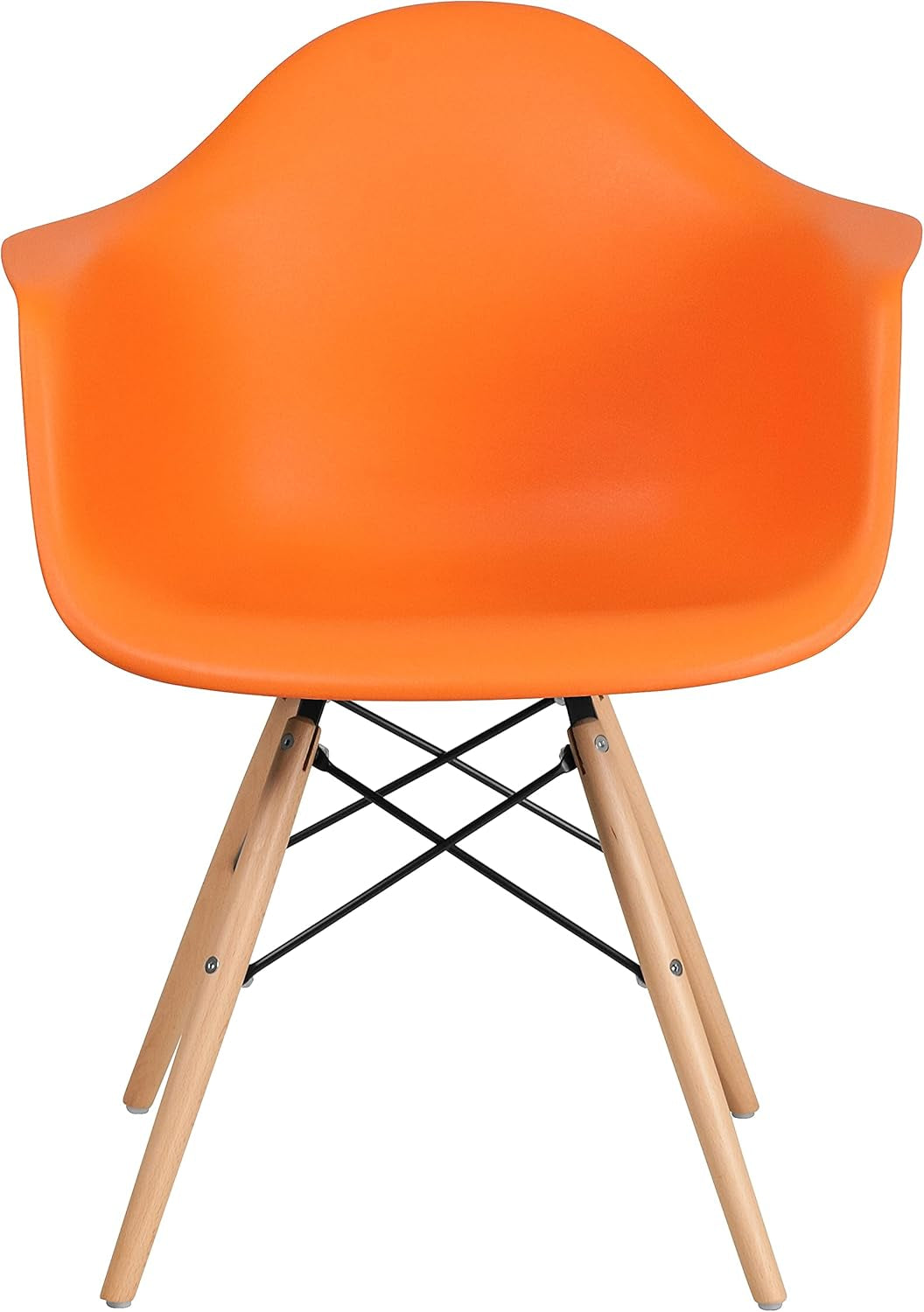 Alonza Orange Plastic Chair With Wooden Legs Waterfall