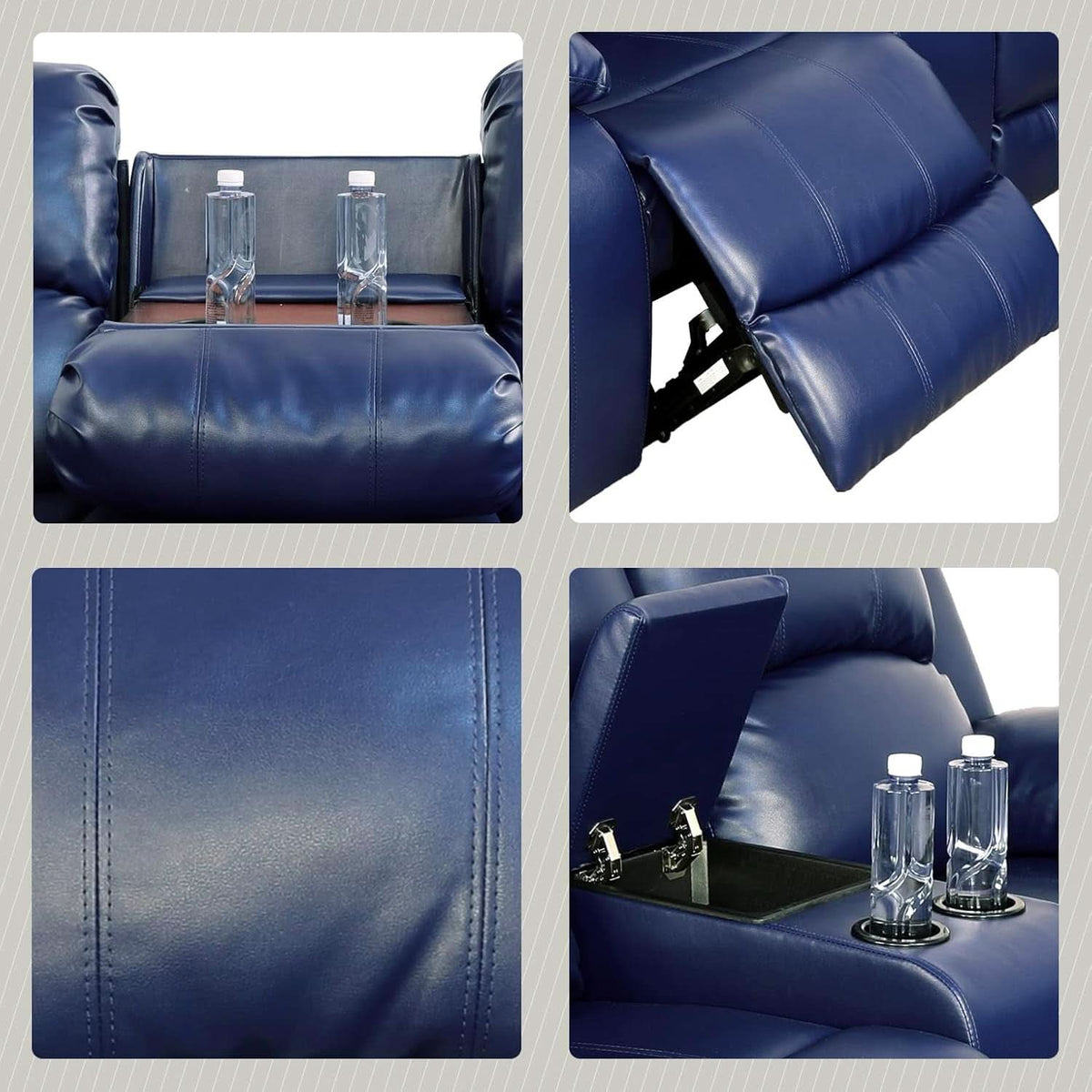Alpine 2 Piece Living Room Sofa Loveseat Set Navy Blue